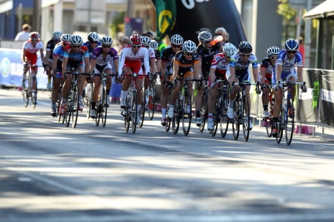 The bunch riders were watching each other with a couple of laps to go