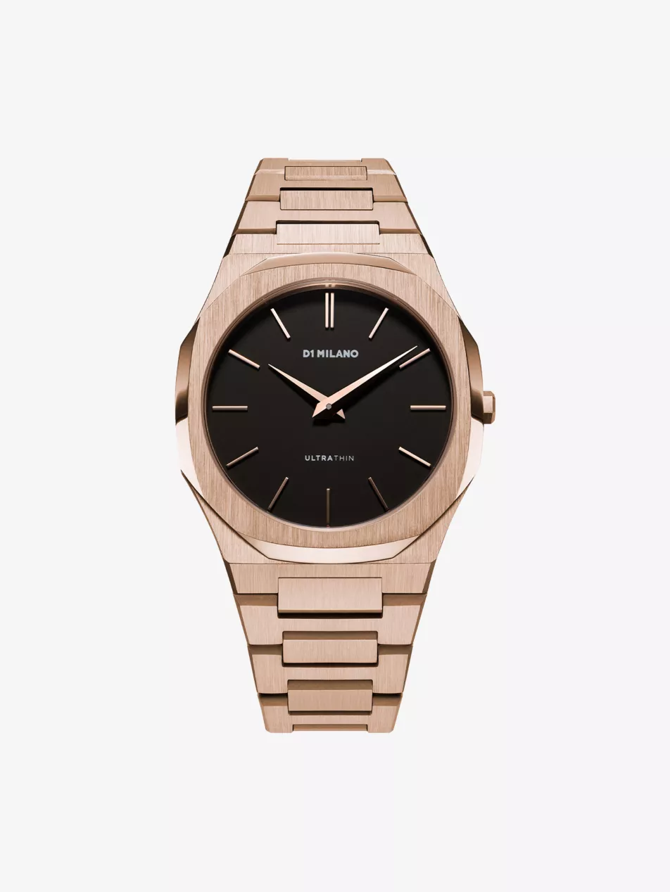 D1-Utbj42 Ultra Thin Rose-Gold Pvd Plated Stainless-Steel Quartz Watch