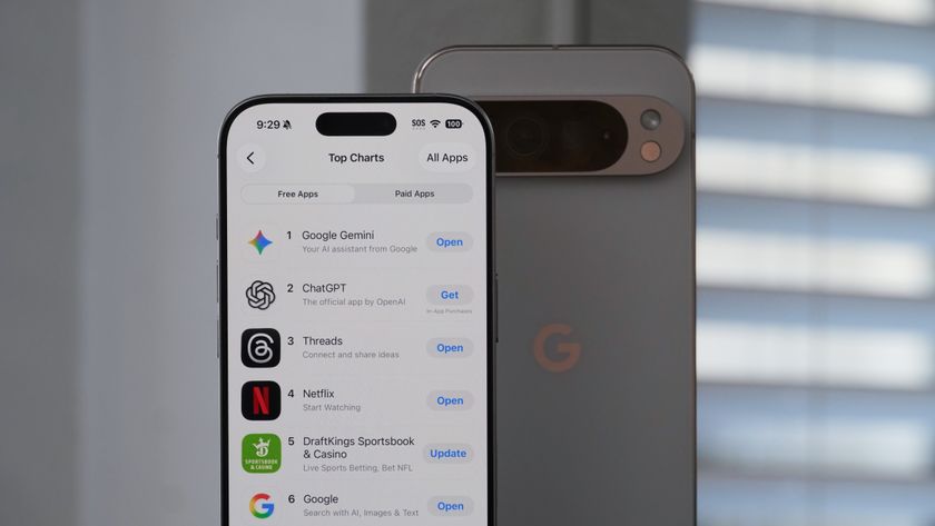 Gemini listed as the top iOS app with a Pixel in the background.