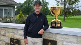 Mike Weir with the Presidents Cup trophy