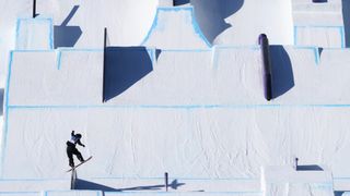 New Zealand's Zoi Sadowski-Synnott warming up at the 2026 Winter Olympics