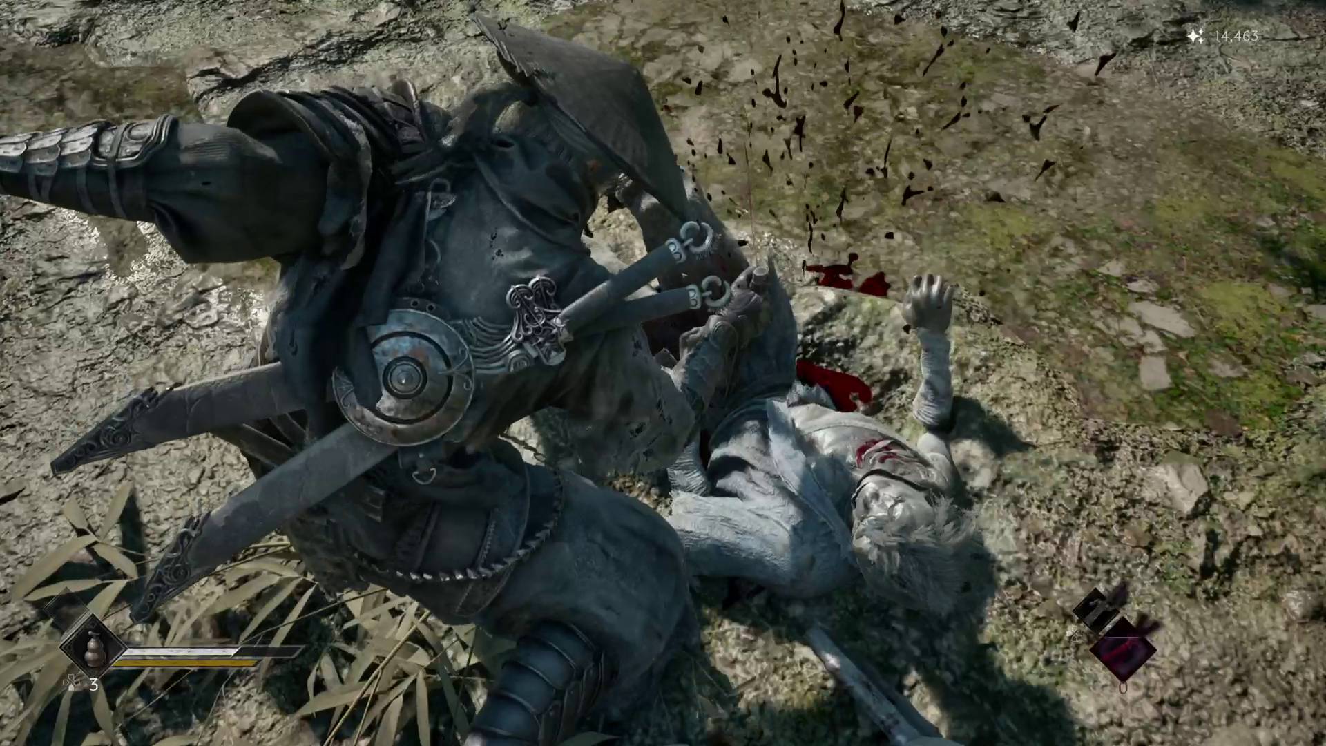 Phantom Blade Zero Soul assassinating a maskwalker pinned to the ground