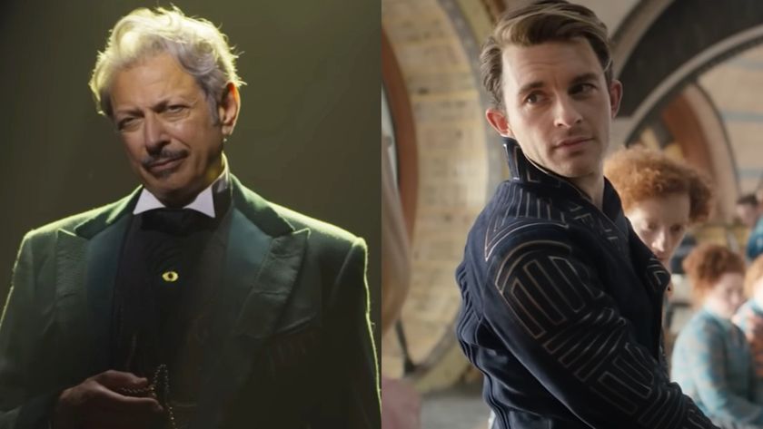 From left to right: Jeff Goldblum as The Wizard in Wicked and Jonathan Bailey as Fiyero in Wicked. 