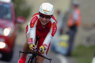 Linda Melanie Villumsen (Denmark) manages to crack a smile on her bronze medal ride.