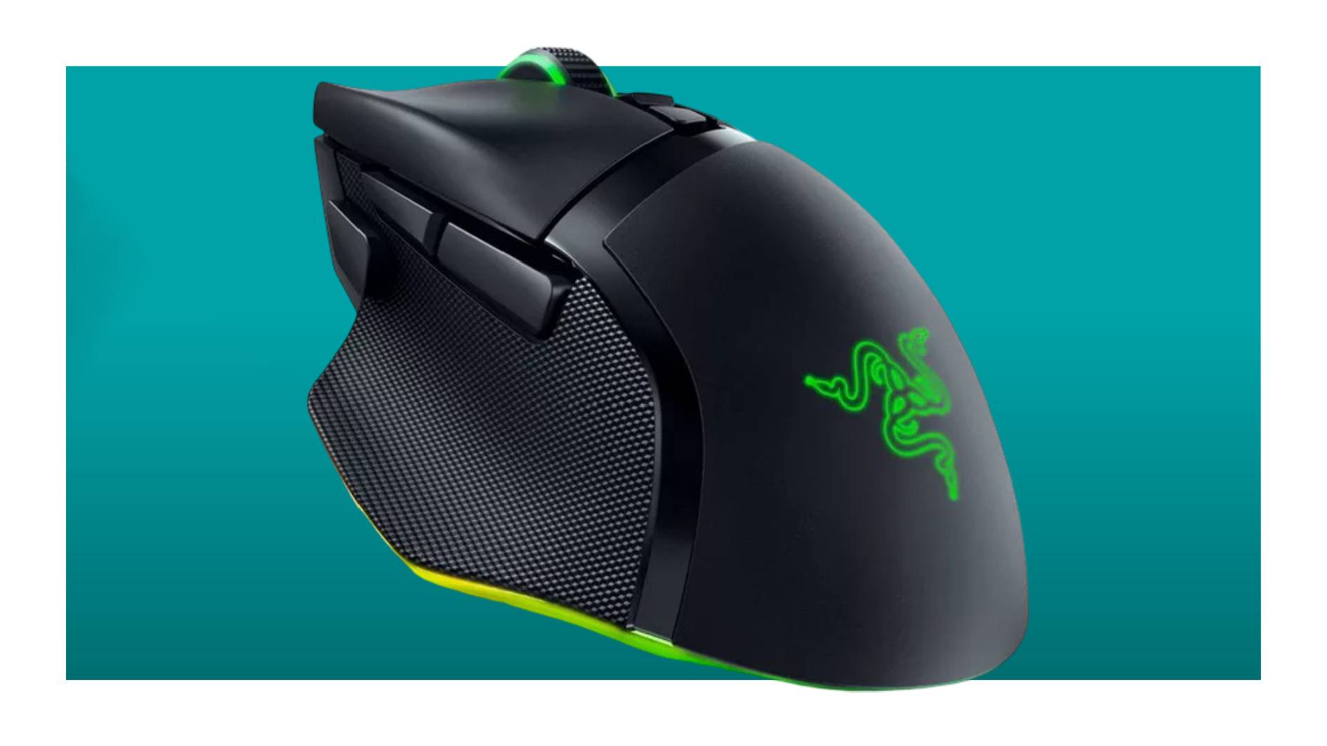 Razer Basilisk V3 Pro gaming mouse on a blue background