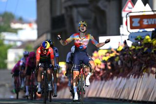 LAUSANNE, SWITZERLAND - AUGUST 01: Lorena Wiebes of Netherlands and Team SD Worx - Protime celebrates at finish line as stage winner during the 5th Tour de France Femmes 2026, Stage 1 a 138km stage from Lausanne to Lausanne / #UCIWWT / on August 01, 2026 in Lausanne, Switzerland. (Photo by Tim de Waele/Getty Images)