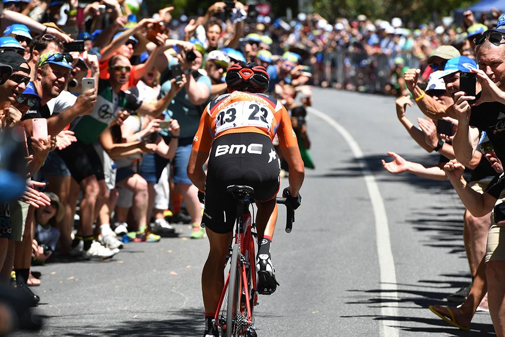 Richie Porte (BMC Racing) attacks alone on Willunga Hill