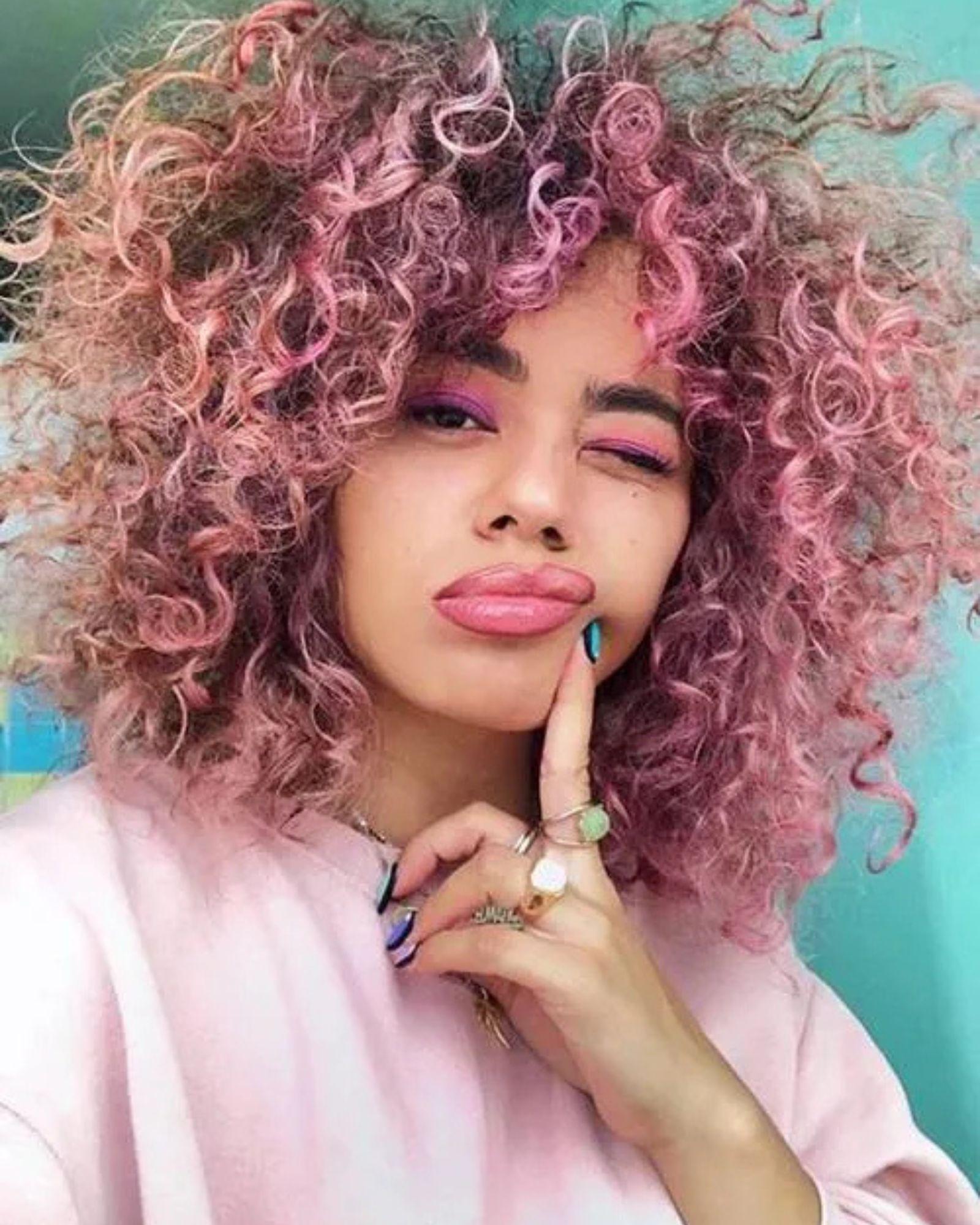 Balayage Hair Inspiration @CELMATIQUE with pink curly hair