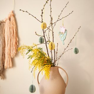 A boho-themed Easter tree