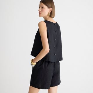 J.Crew, Maxine Button-Back Top in Linen