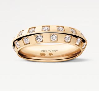 Le Damier de Louis Vuitton Medium Ring, Yellow Gold and Diamonds