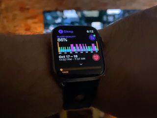 Apple Watch with the Pillow sleep tracking app on screen