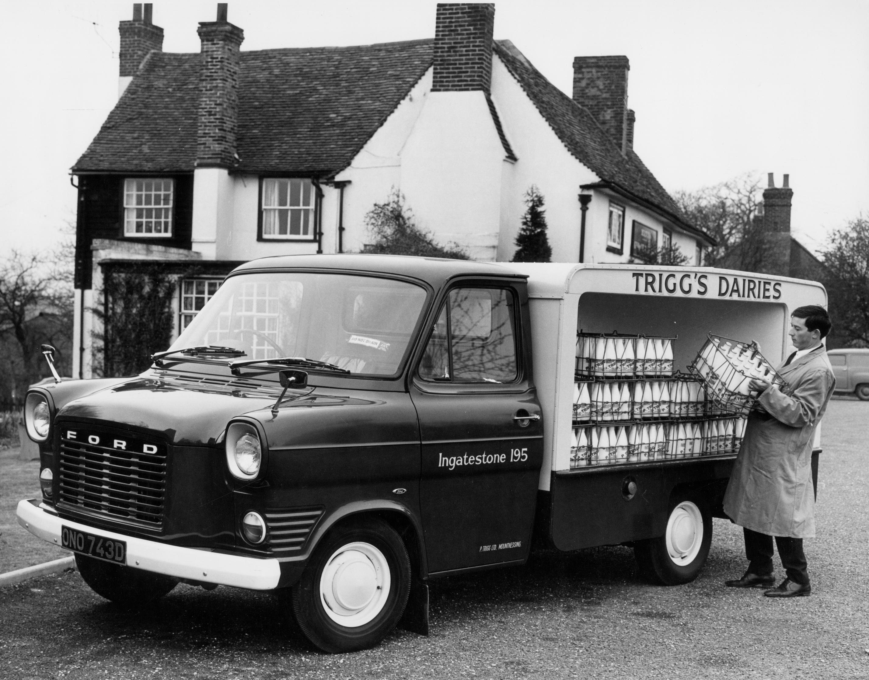 Ford milk float transit 1967. Image shot 1967. Exact date unknown.
