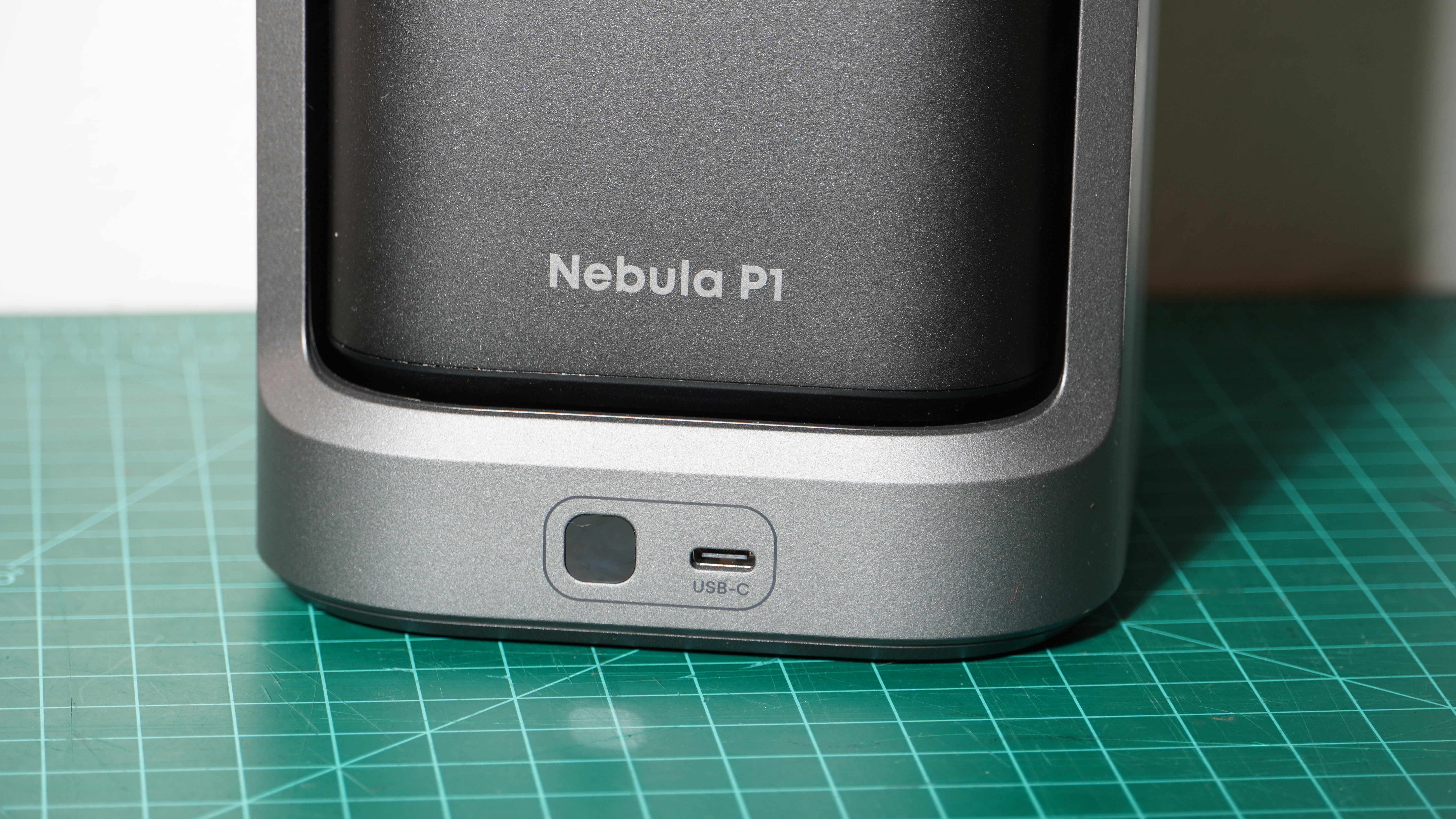 A close up of the Soundcore Nebula P1 projector showing its ports