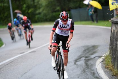 Tadej Pogačar on the attack at the 100th Tre Valli Varesine