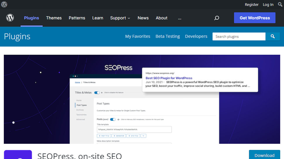 Website screenshot for SEOPress