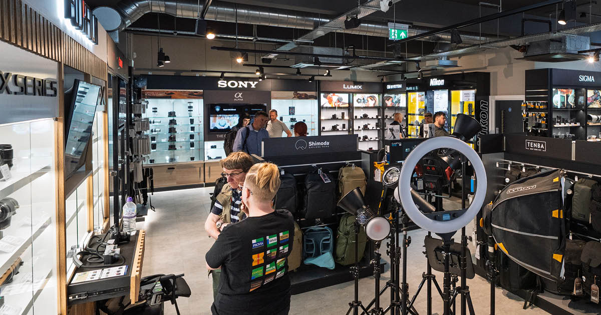 Inside park cameras london store sony and nikon visible