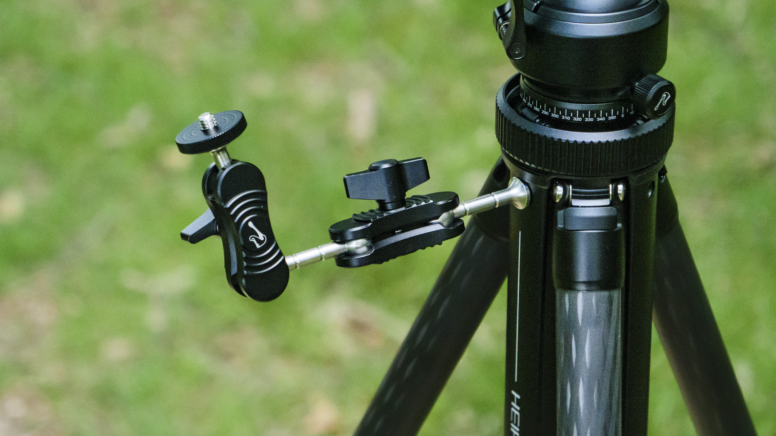 Heipi 3-in-1 Travel Tripod W28S with optional mounting arm attached