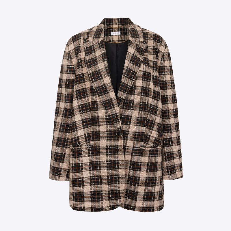 flat lay of aligne check oversized blazer
