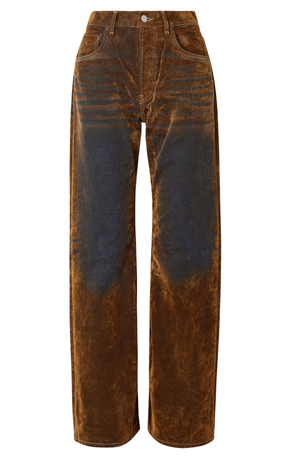 Suede-Effect Mid-Rise Wide-Leg Jeans