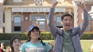 Karla Souza as Marina and Topher Grace as Tom at Disneyland in Home Economics season 3