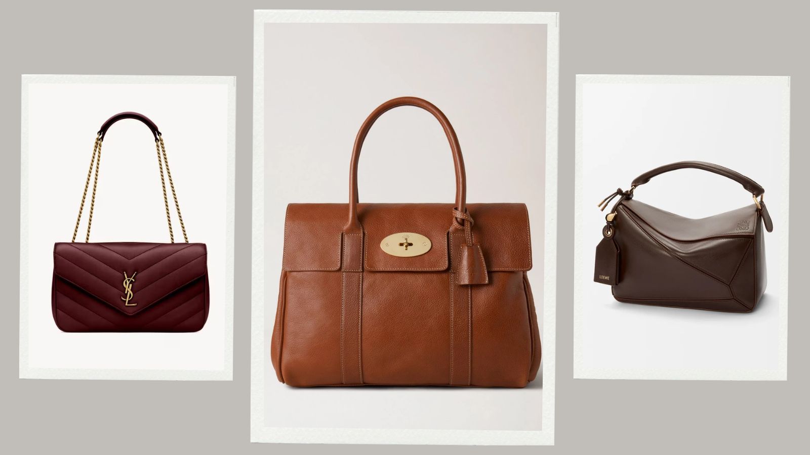 3 designer handbags from Saint Laurent, Mulberry, Loewe