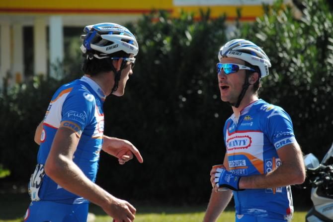 Two Wanty riders discuss how they thought Jans had won.