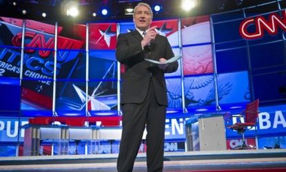 CNN anchor John King before the start of the Arizona Republican Presidential Debate on Feb. 22.