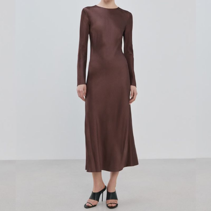 Mango, brown maxi dress