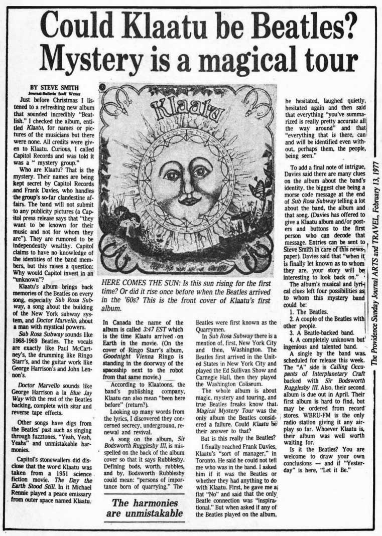 Klaatu review from the Providence Journal