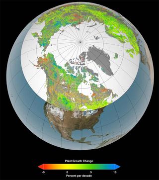 map of vegetation changes on earth globe