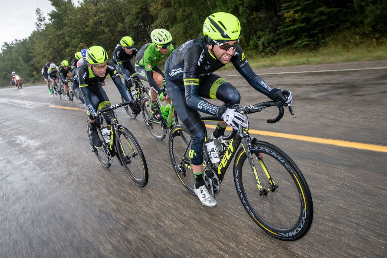 The Holowesko - Citadel team got on the front and tried hard to shatter the field