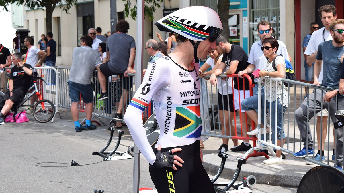 Daryl Impey in the colours of the South African national time trial champion