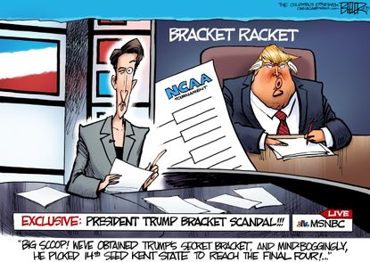 Political Cartoon U.S. Trump NCAA March Madness Basketball Rachel Maddow