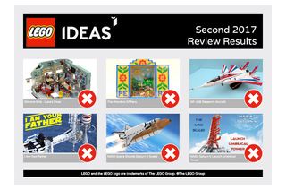 “NASA Space Shuttle (Saturn V Scale)" by Andrew Harkins and the "NASA Saturn-V Launch Umbilical Tower" by Emmanuel Urquieta and Valerie Roche were rejected by the Lego review.
