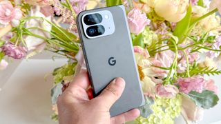 Google Pixel 9 Pro Fold in case showing rear cameras 