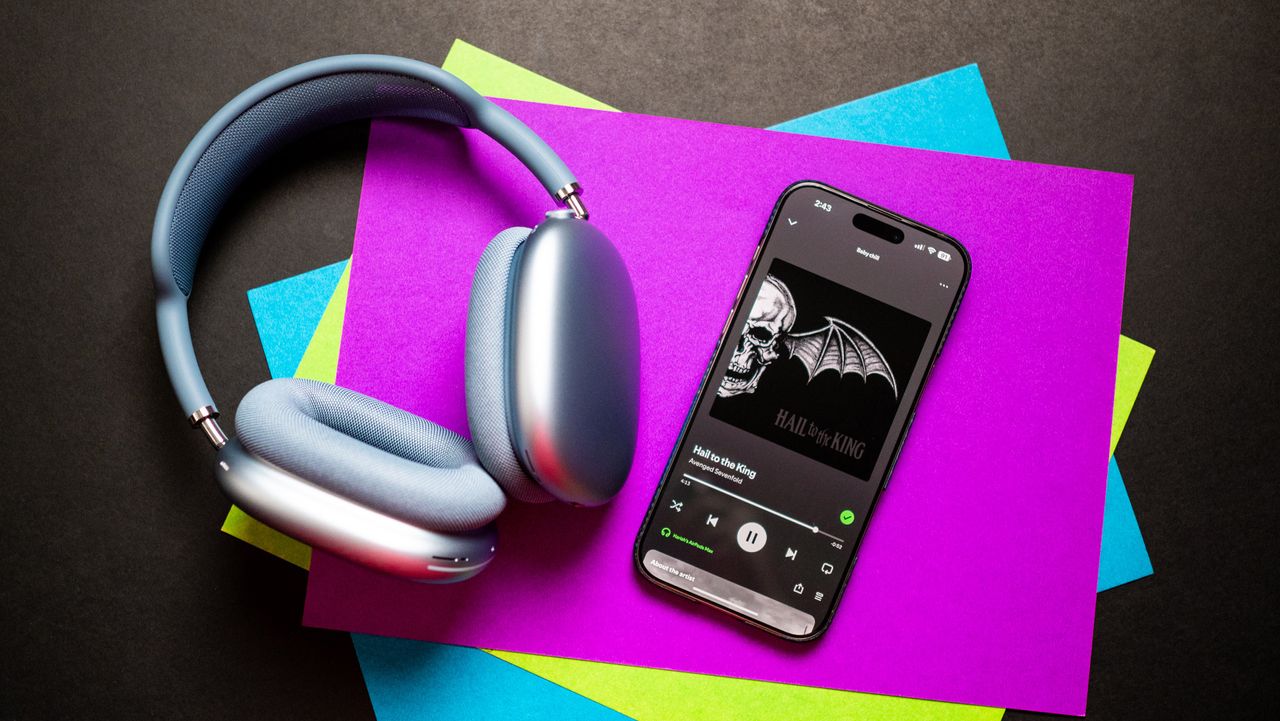 AirPods Max USB-C against colorful background