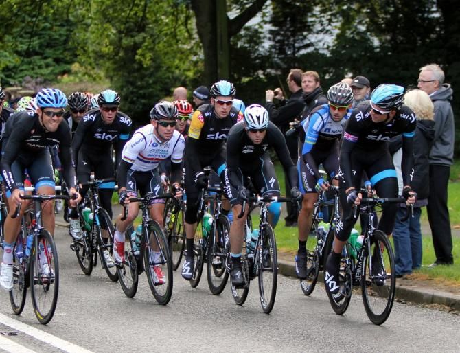 Mark Cavendish with Bradley Wiggins during stage 4 of the Tour of Britain