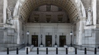 The entrance to MI5's headquarters at Thames House, London