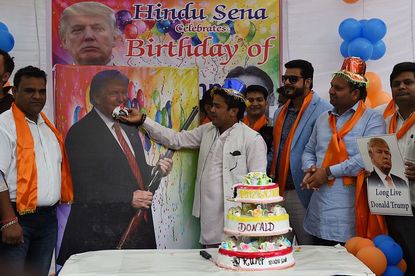 Indian Hindu nationalists celebrate Donald Trump's 70th birthday
