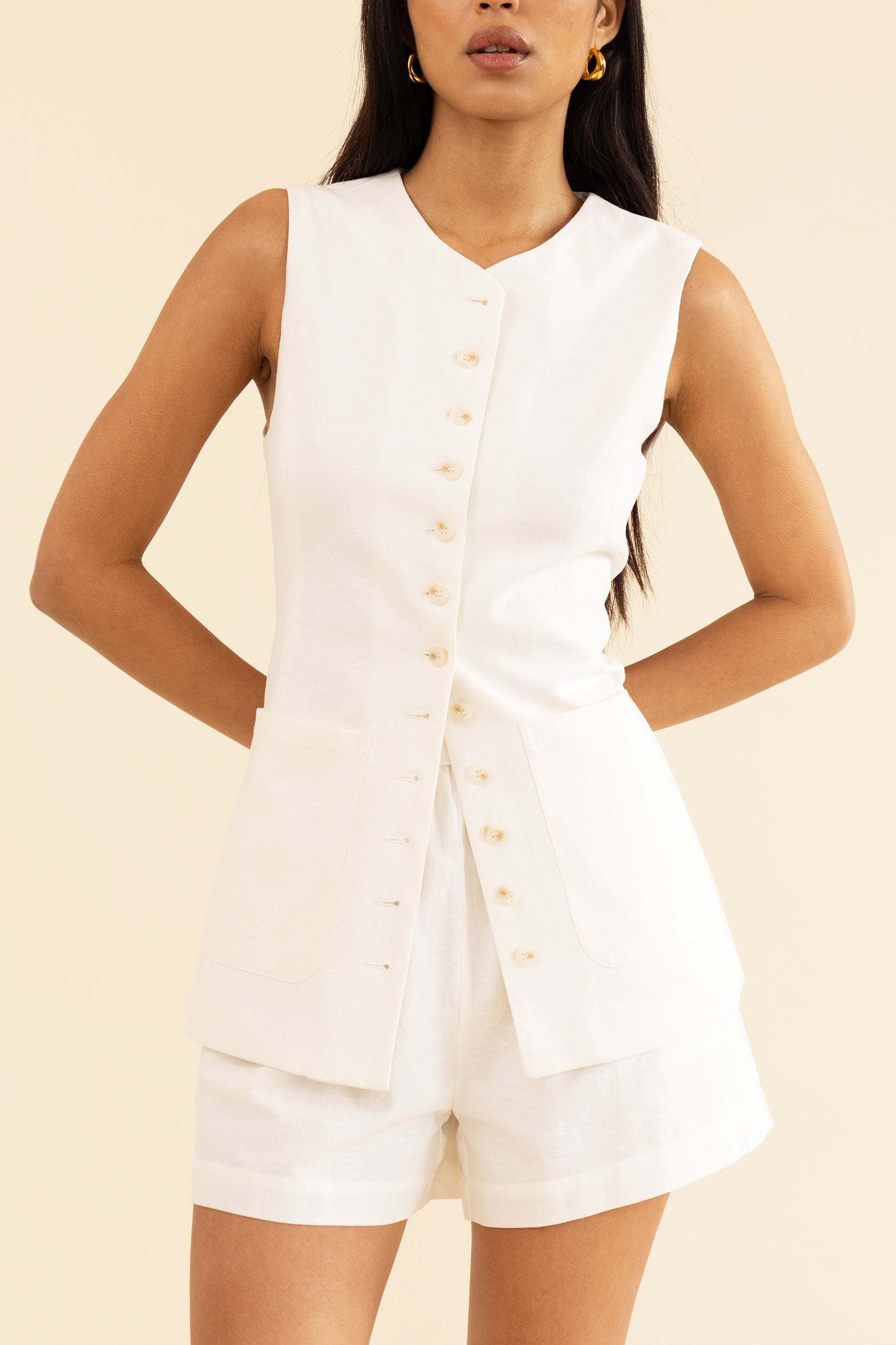 Ava Waistcoat - White