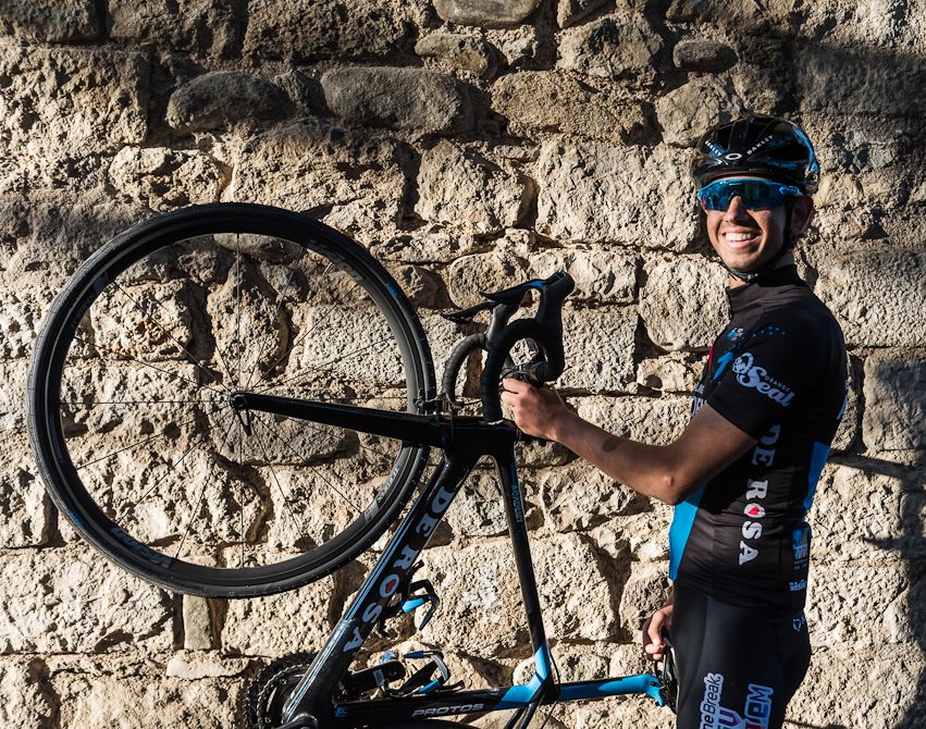 Israel Cycling Academy riders show off their new De Rosa bicycles.