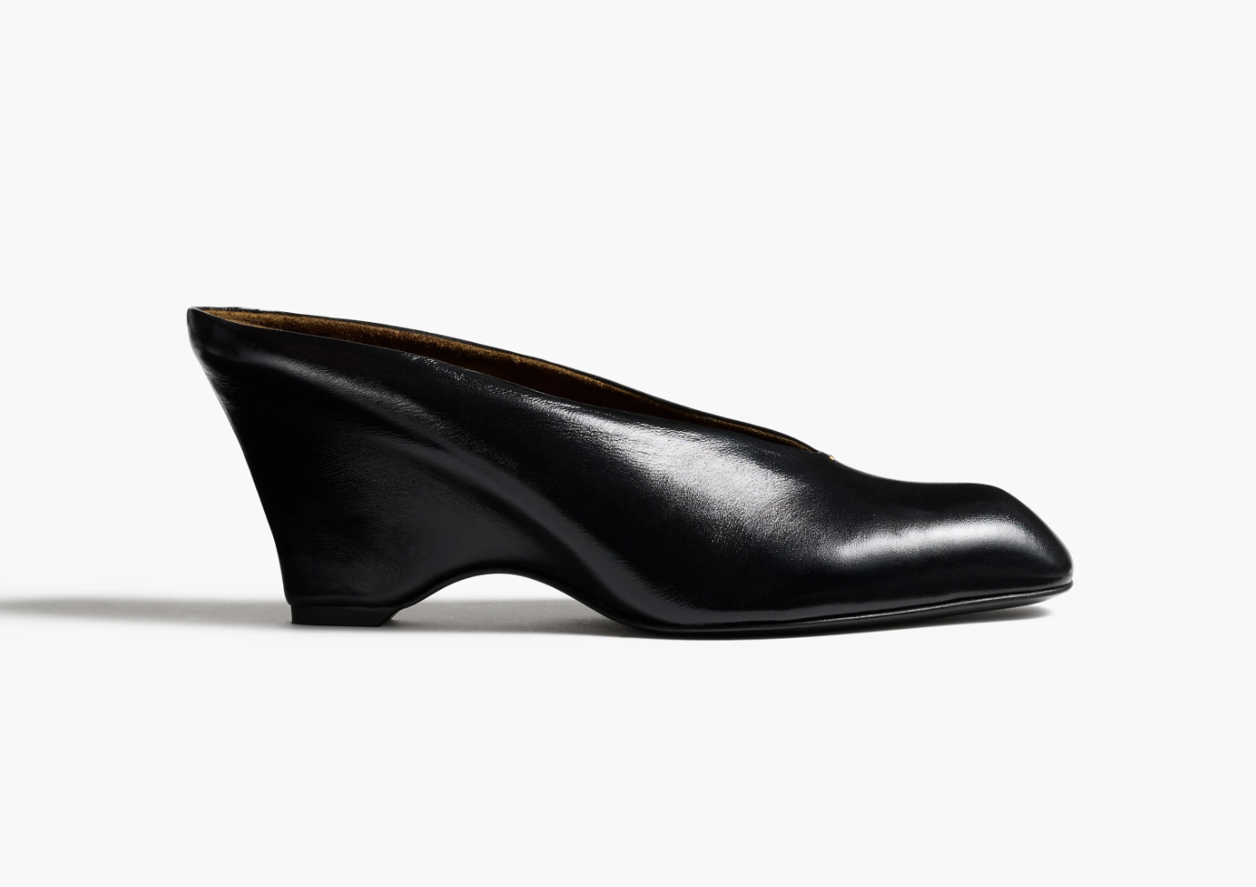 Khaite black leather colt wedges