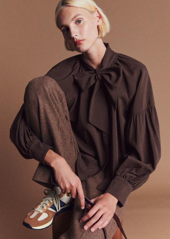 Tazia Shirt - Deep Brown - Virgin Wool - S&amp;eacute;zane