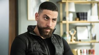 Zeeko Zaki as Special Agent Omar Adom ‘OA’ Zidan in black in FBI season 7