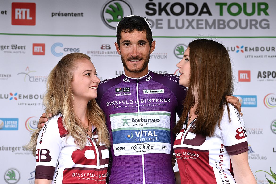 Brice Feillu in the mountains jersey at the Tour de Luxembourg
