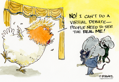 Political Cartoon U.S. Trump Biden virtual debate