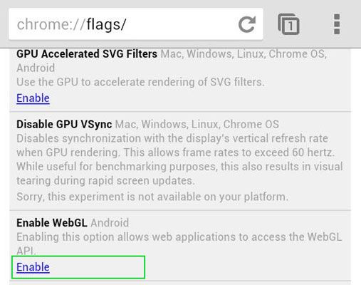 how to enable webgl in chrome windows 8