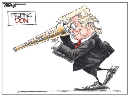 Political cartoon U.S. 2016 election Donald Trump infidelity
