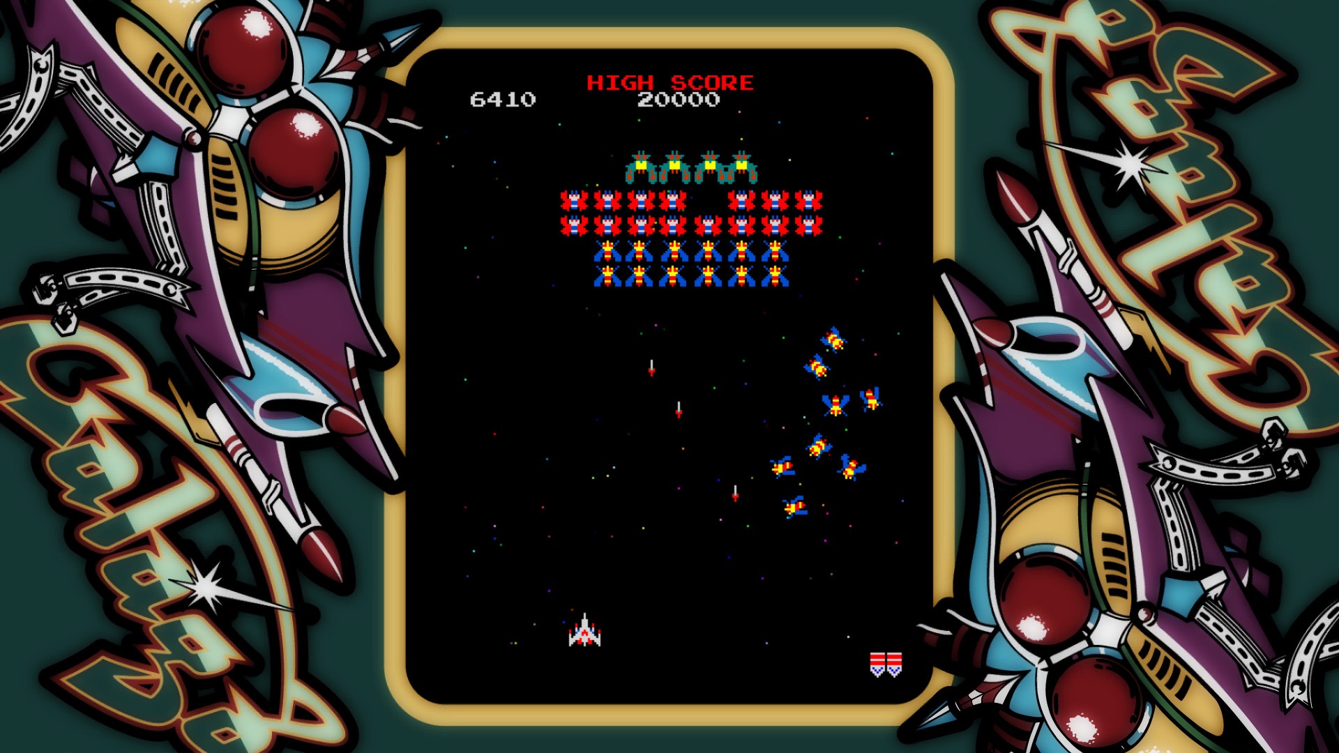 Screenshot from 1981 sci-fi space shooter Galaga